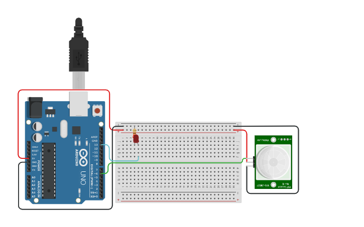 Circuit design Sensor PIR | Tinkercad