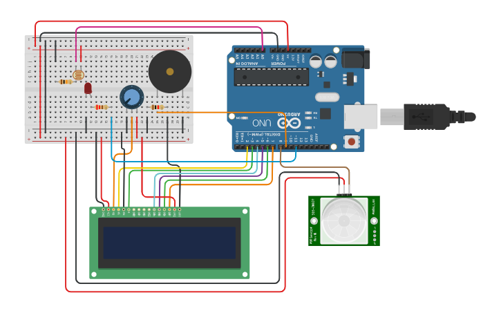 Circuit design ALARM - PIR SENZOR (AZRA) - Tinkercad