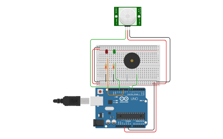 Circuit design Circuito PIR - Tinkercad