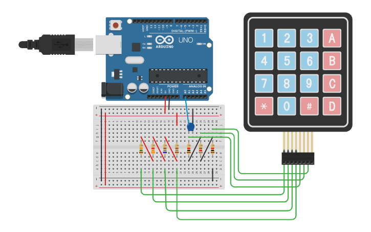 Circuit design Single Input Keypad - Tinkercad