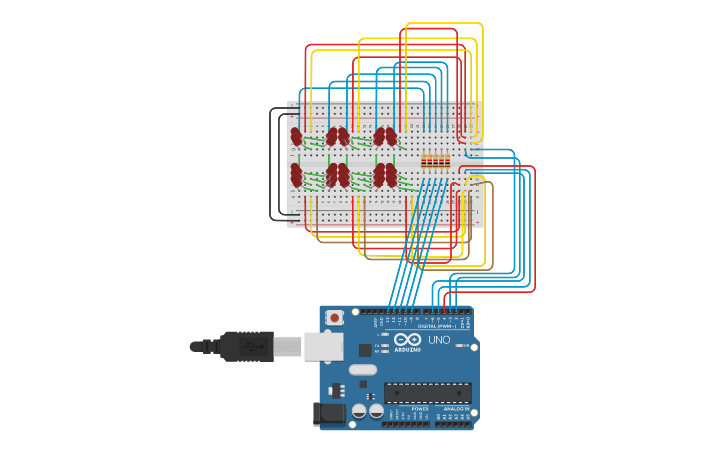 Circuit design 5x5 LED Matrix - Tinkercad