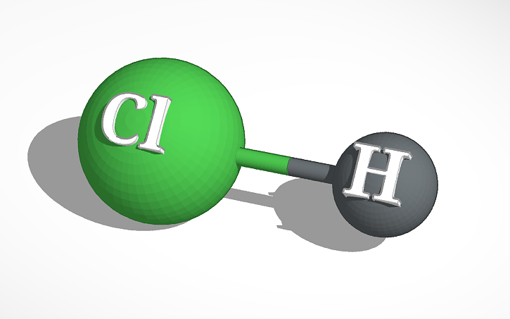 3D design Молекула HCl (хлороводородная кислота) | Tinkercad