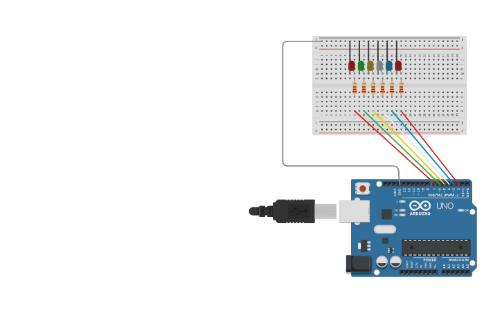 Circuit design 01 eguna 6 led diodo | Tinkercad