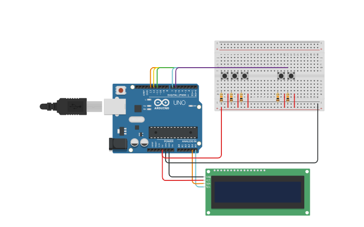 Circuit design Programação do Display Elevador - Tinkercad