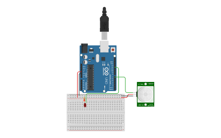 Circuit design Sensor PIR - Tinkercad