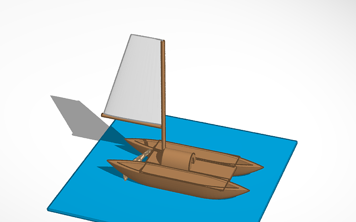 3D design Maori Double Hulled Canoe - Tinkercad