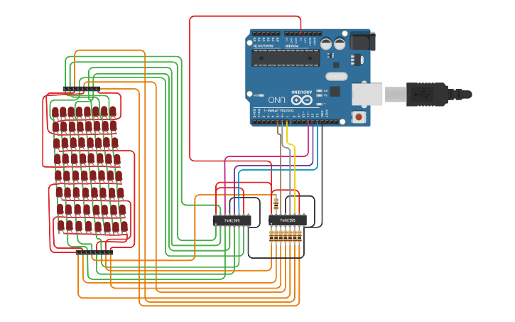 Circuit design 8x8 led matrix | Tinkercad