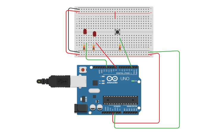 Circuit design Copy of Copy of Push Button Arduino Led - Tinkercad