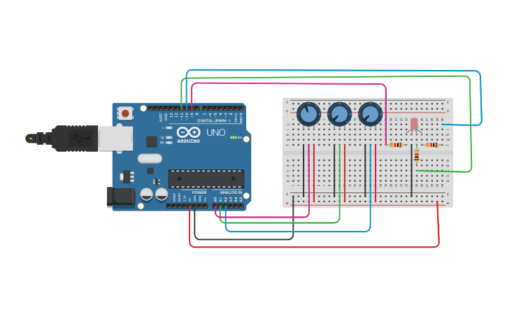 Circuit design 8.Entrada analógica (II) - Led RGB con potenciómetros ...