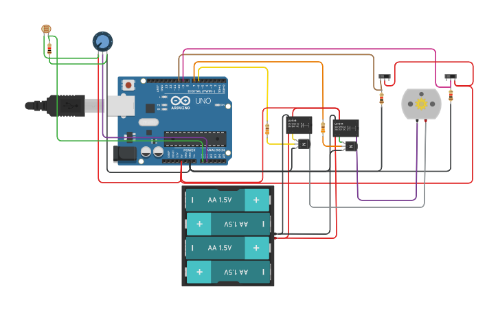 Circuit design STORES DE TERRASSE AUTOMATIQUE - Tinkercad