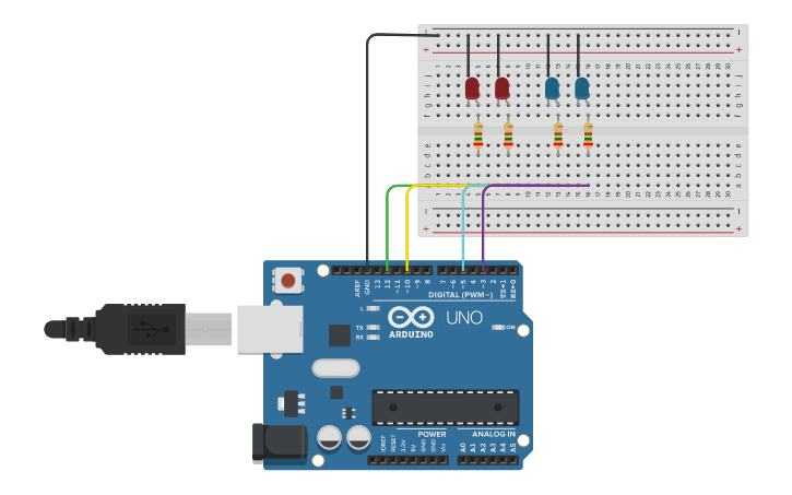 Circuit design Daniela Bautista 901 arduino ambulancia | Tinkercad