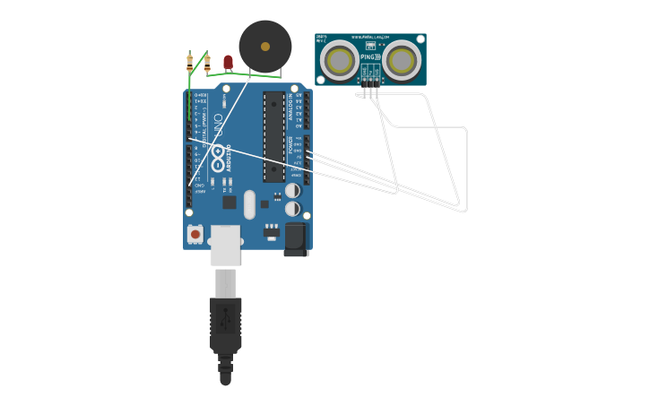 Circuit design arduino ultrasonic range finder - Tinkercad