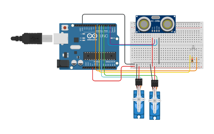 Circuit design sensor,rgb,servo - Tinkercad