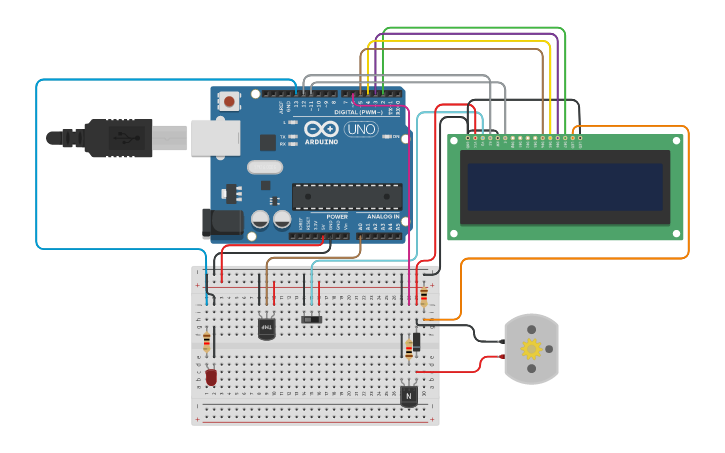 Circuit design Automatic room temperature controller - Tinkercad