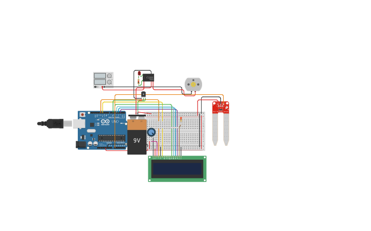 Circuit design Smart Irrigation System - Tinkercad