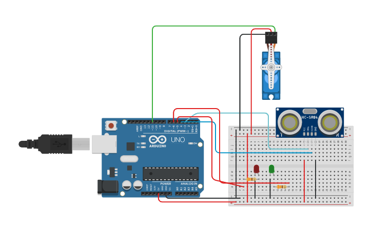 Circuit design Bote de basura inteligente - Tinkercad