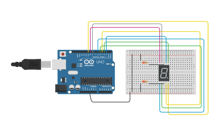 Circuit design 7 Segment - Tinkercad