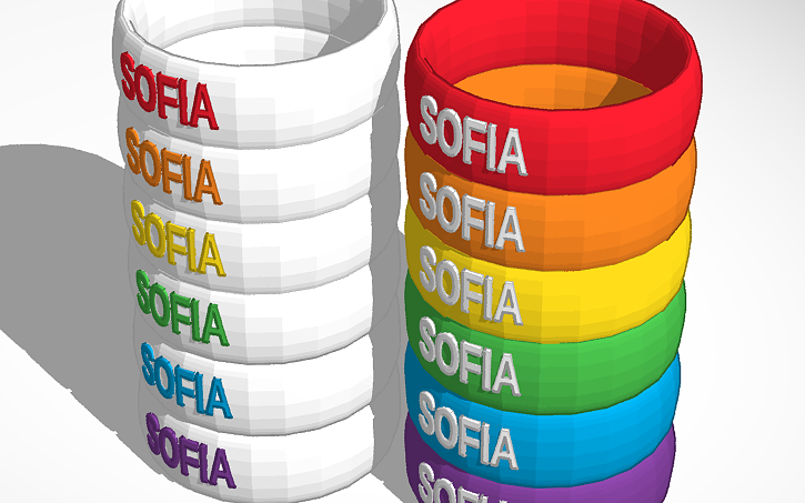 3D design Reversed Colors Name Rings - Tinkercad
