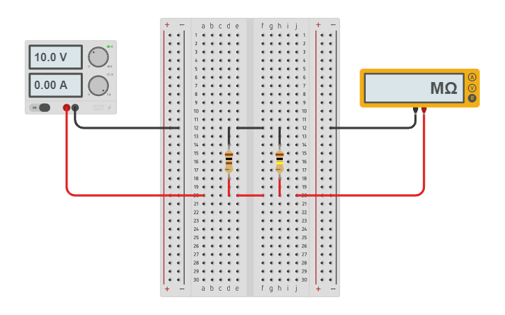 Circuit design Measuring Resistance - Parallel | Tinkercad