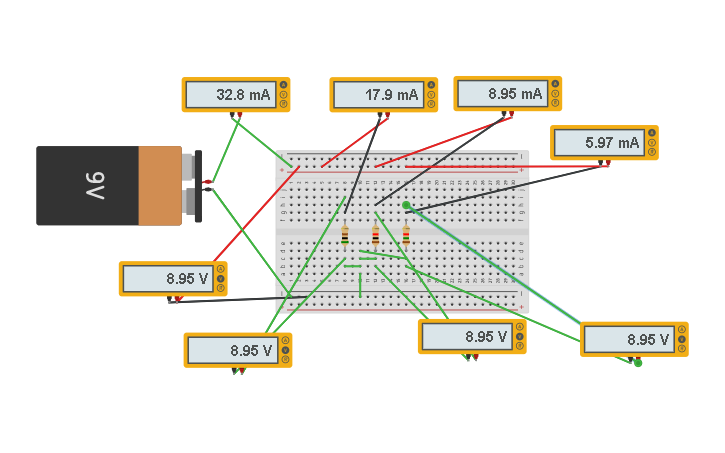 Circuit design Resistencia Paralelo | Tinkercad