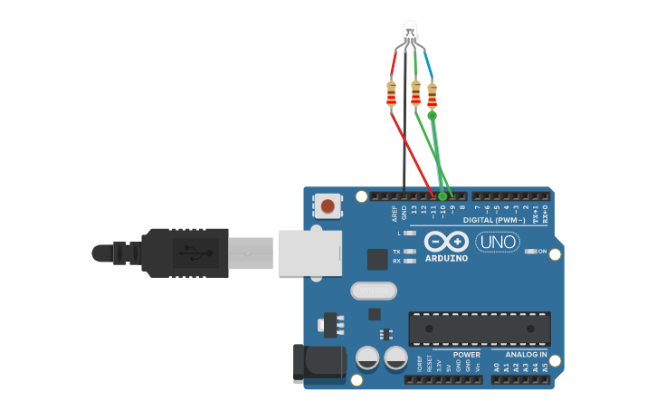 三色led燈 Tinkercad