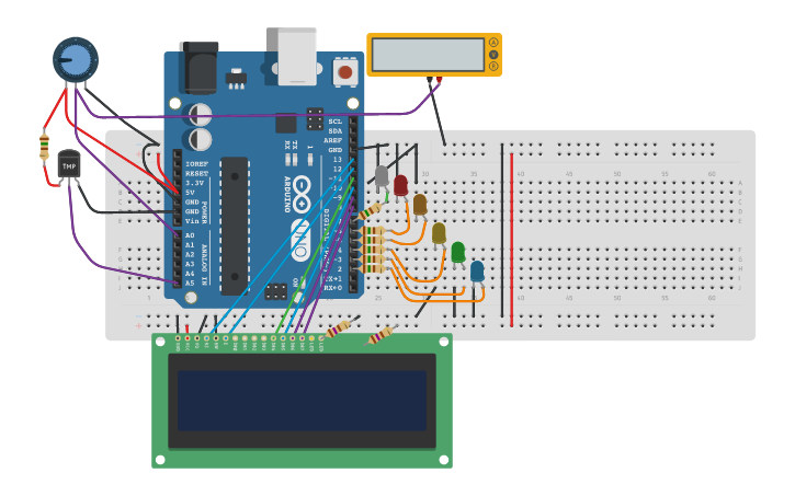Circuit design LED Balkenanzeige U-Messung | Tinkercad