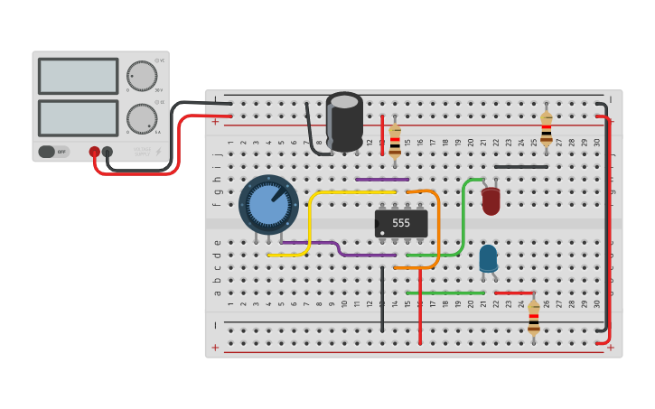 Circuit design Temporizador - LM555 - Tinkercad