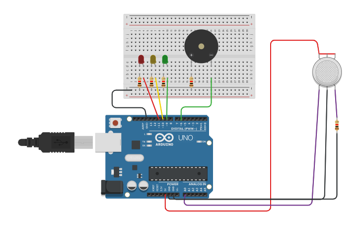 Circuit design Gas Sensor - Tinkercad