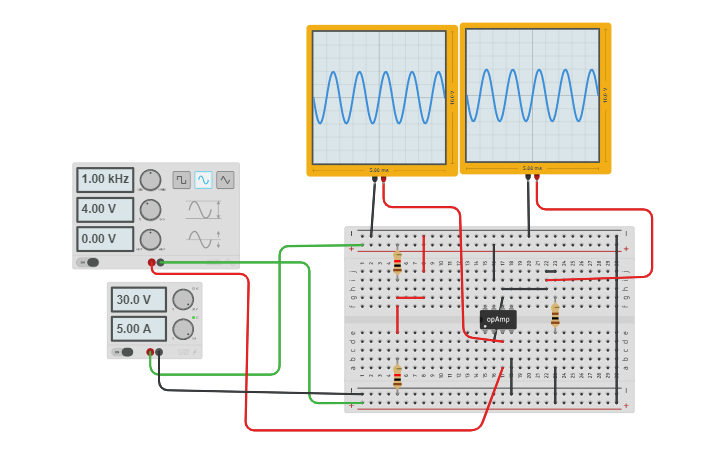 Circuit design Amplificador de Tensão - Tinkercad