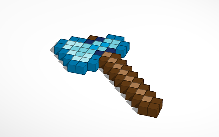 3D design minecraft diamond axe - Tinkercad