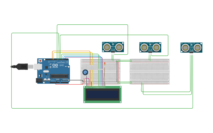 Circuit design Smart Parking System - Tinkercad