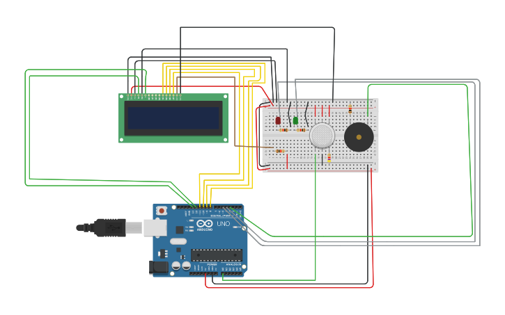 Circuit design smoke alert system - Tinkercad