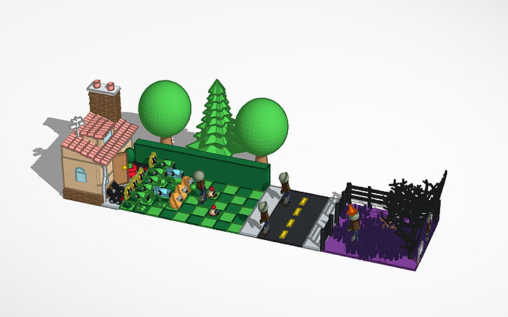 Pvz Layout 3D design Plants vs zombies house - Tinkercad