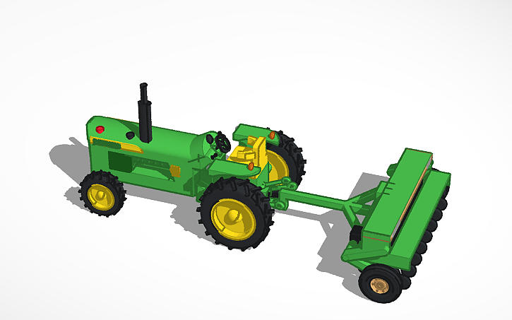 3D design 1972 John Deere 4320 pulling Great Plains 1006NT - Tinkercad