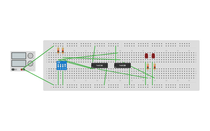 Circuit design half adder | Tinkercad