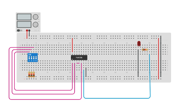Circuit design Even parity generator - Tinkercad