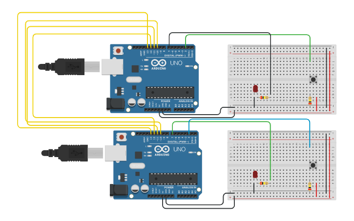 Circuit design SPI communication between the two Arduino boards ...