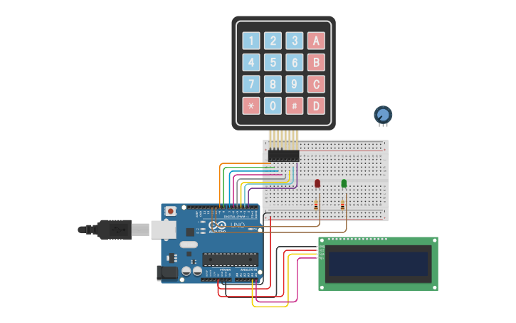 Circuit design Arduino Input: Keypad and LCD - Tinkercad