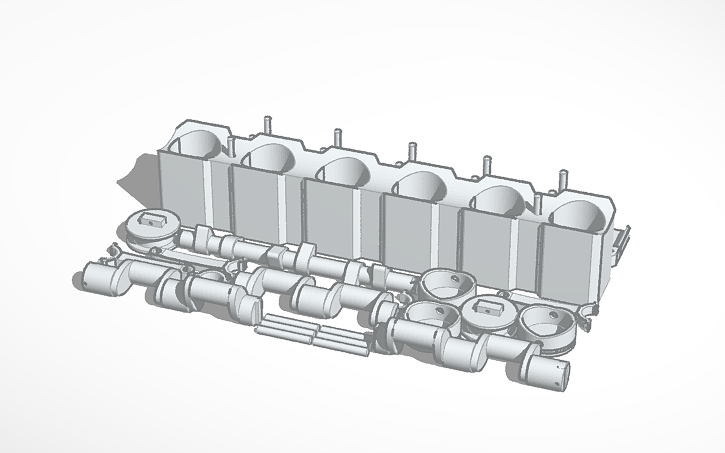 3D design engine model inline 6 2nd half - Tinkercad
