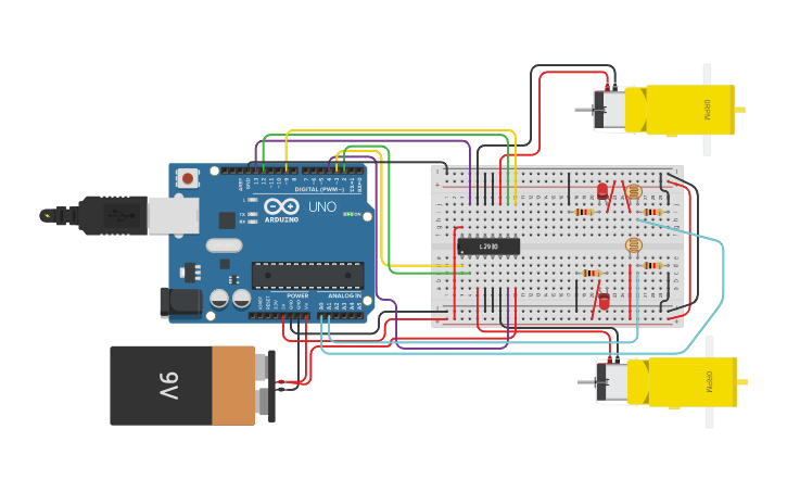 Circuit design Robô seguidor de linha - Tinkercad