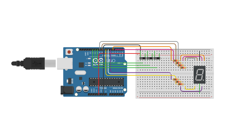 Circuit design Arduino+in-dig+out-dig | Tinkercad