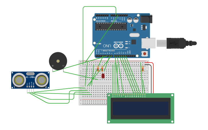 Circuit design Smart Parking System - Tinkercad