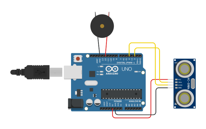 Circuit design Touchless Door Bell - Tinkercad