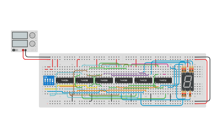 Circuit design 7 seg - Tinkercad
