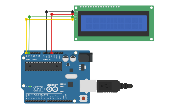 Circuit design LCD I2C - Tinkercad