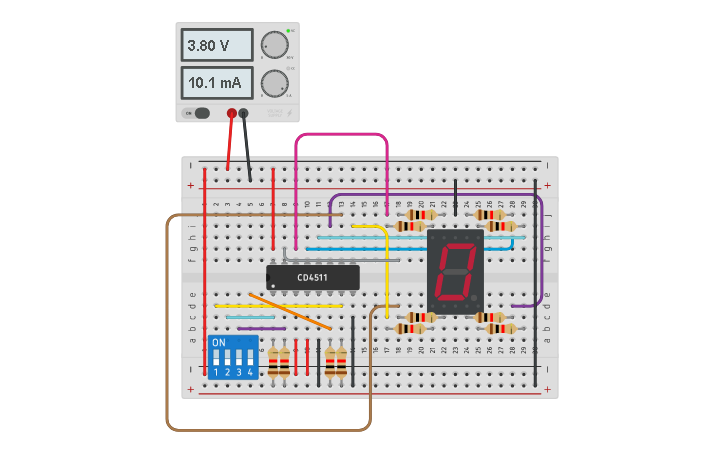 Circuit Design Bcd 7 Segmentos Cd4511 Tinkercad