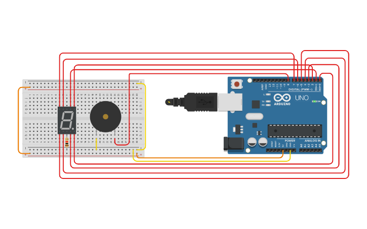 Circuit design 7-Segment Display - Tinkercad