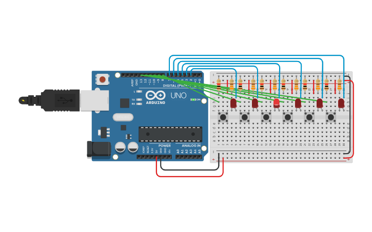 Circuit Design 6 Leds Tinkercad 3003