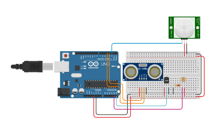 Circuit design Sensors - Tinkercad