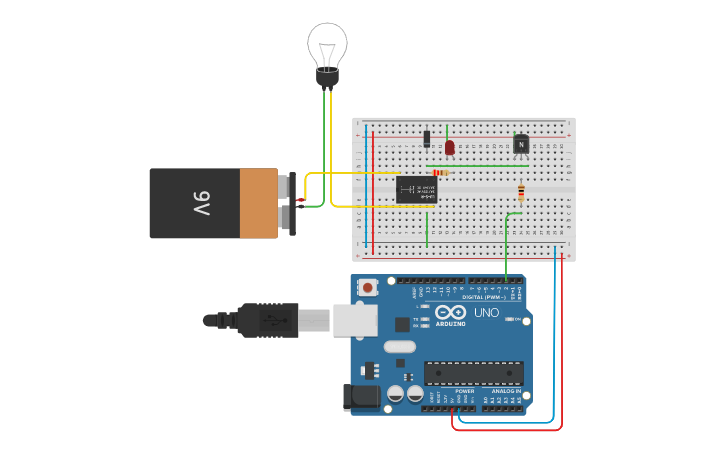 Circuit design Circuito Relay (Relé) con alimentación externa - Tinkercad